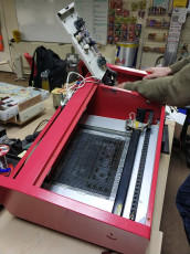 Paul upgrades the laser cutter with a new 32 bit board.